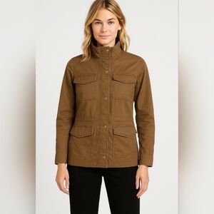 Banana Republic Military Patch Khaki Brown Utility Jacket Coat Women's XL Zipper